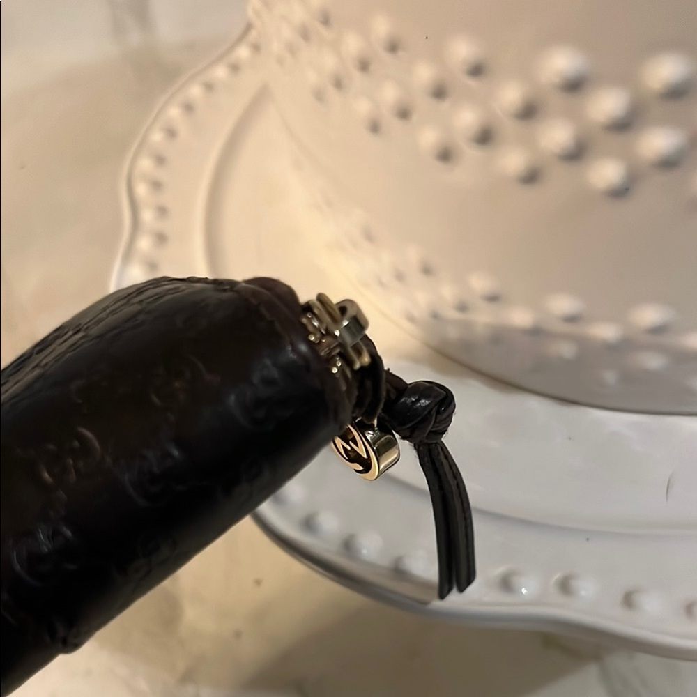 Gucci Long Brown Embossed Zip Wallet - Picture 6 of 11